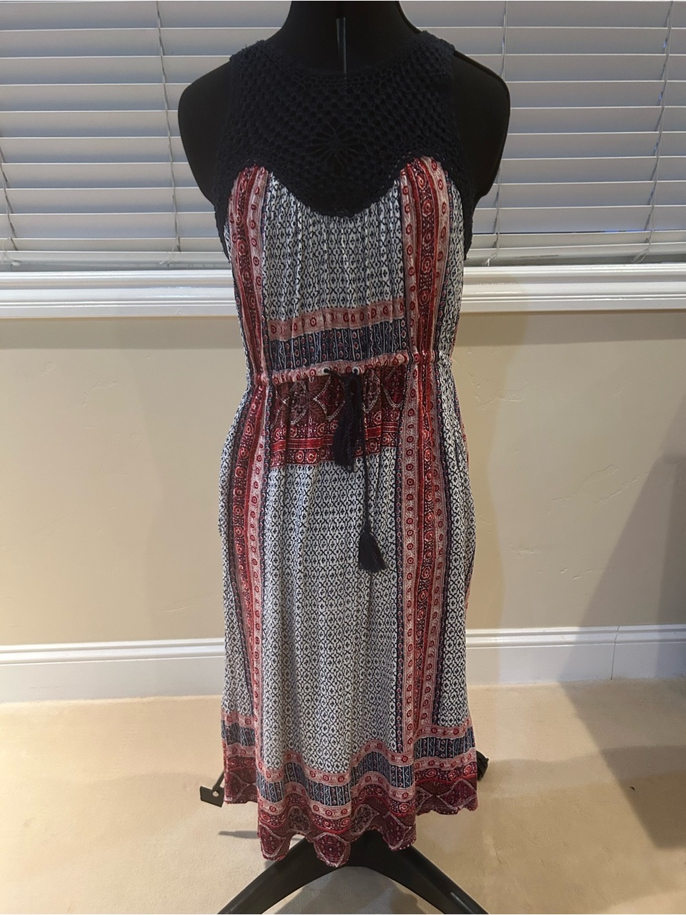 Lucky Brand navy and Red Midi Dress